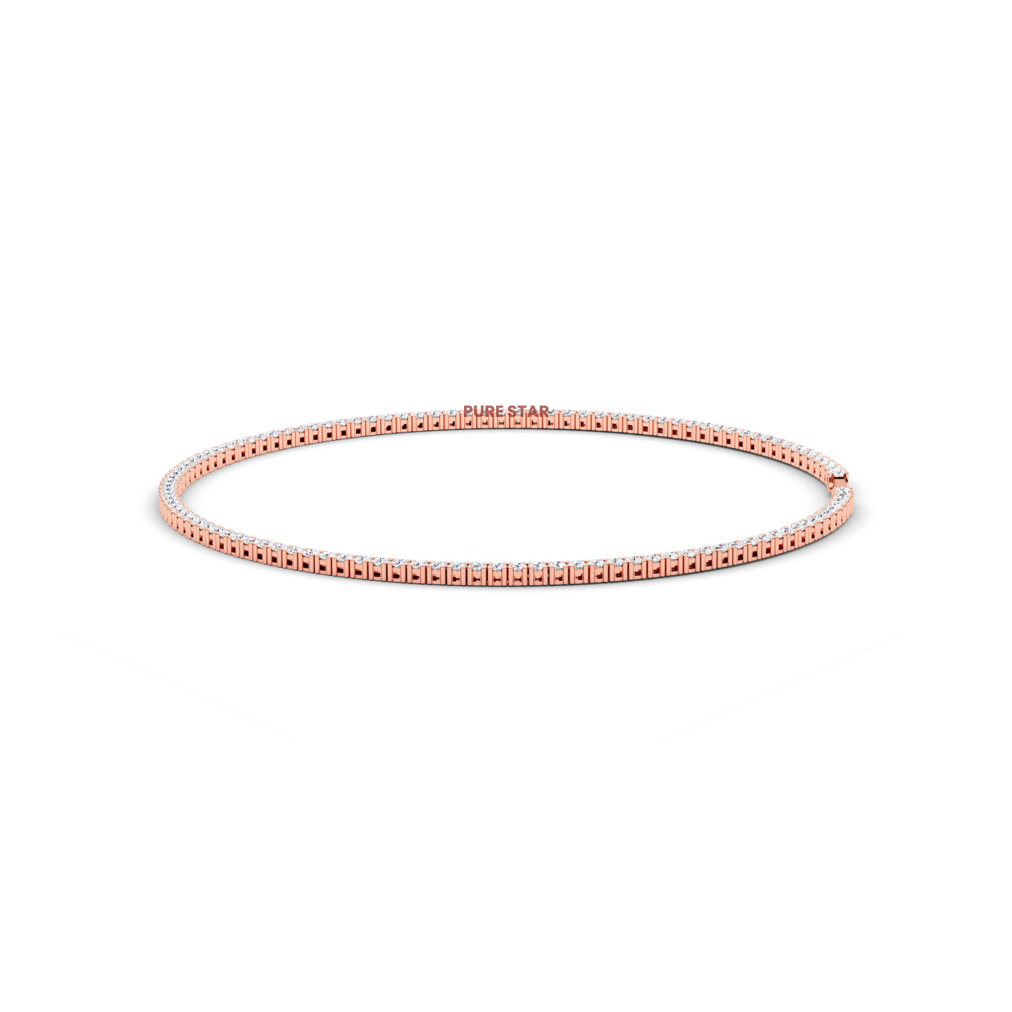 Jenny Round Lab Grown  Ring 3.60mm 14K Rose Gold- 18"Chain-purestarjewelry