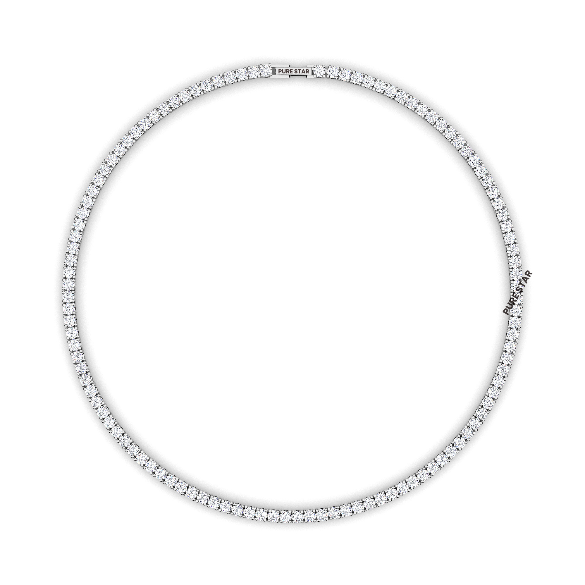Jenny Round Lab Grown  Ring 3.60mm 18K White Gold- 18"Chain-purestarjewelry