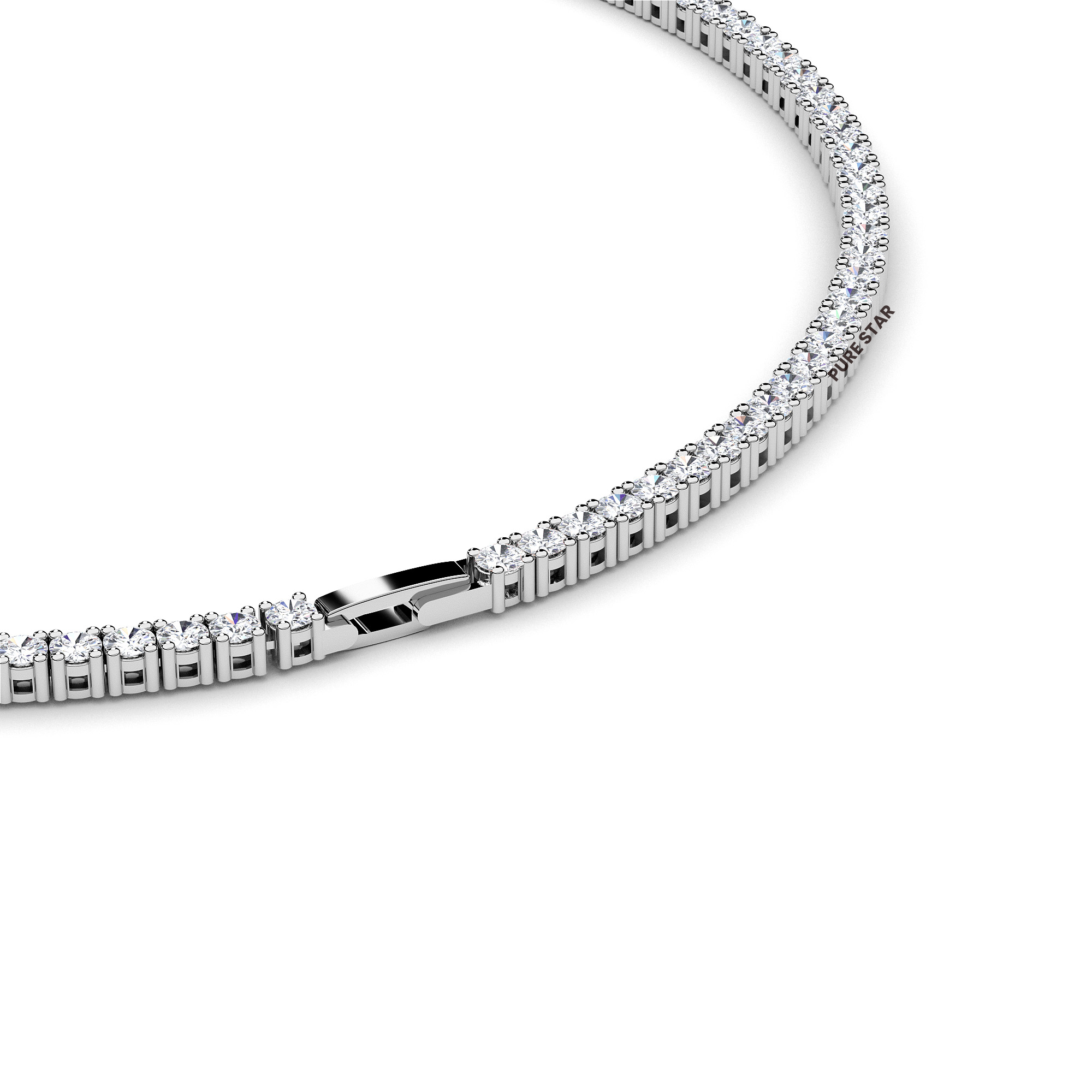 Jenny Round Lab Grown  Ring 3.60mm 18K White Gold- 18"Chain-purestarjewelry
