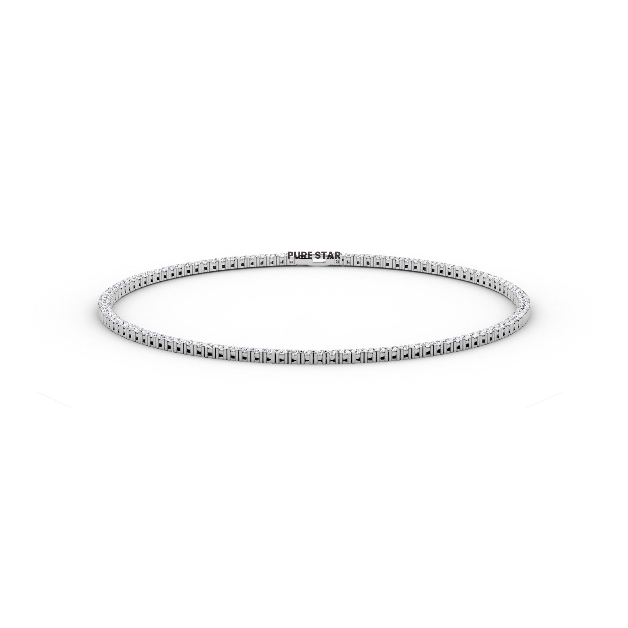 Jenny Round Lab Grown  Ring 3.60mm 10K White Gold- 14"Chain-purestarjewelry