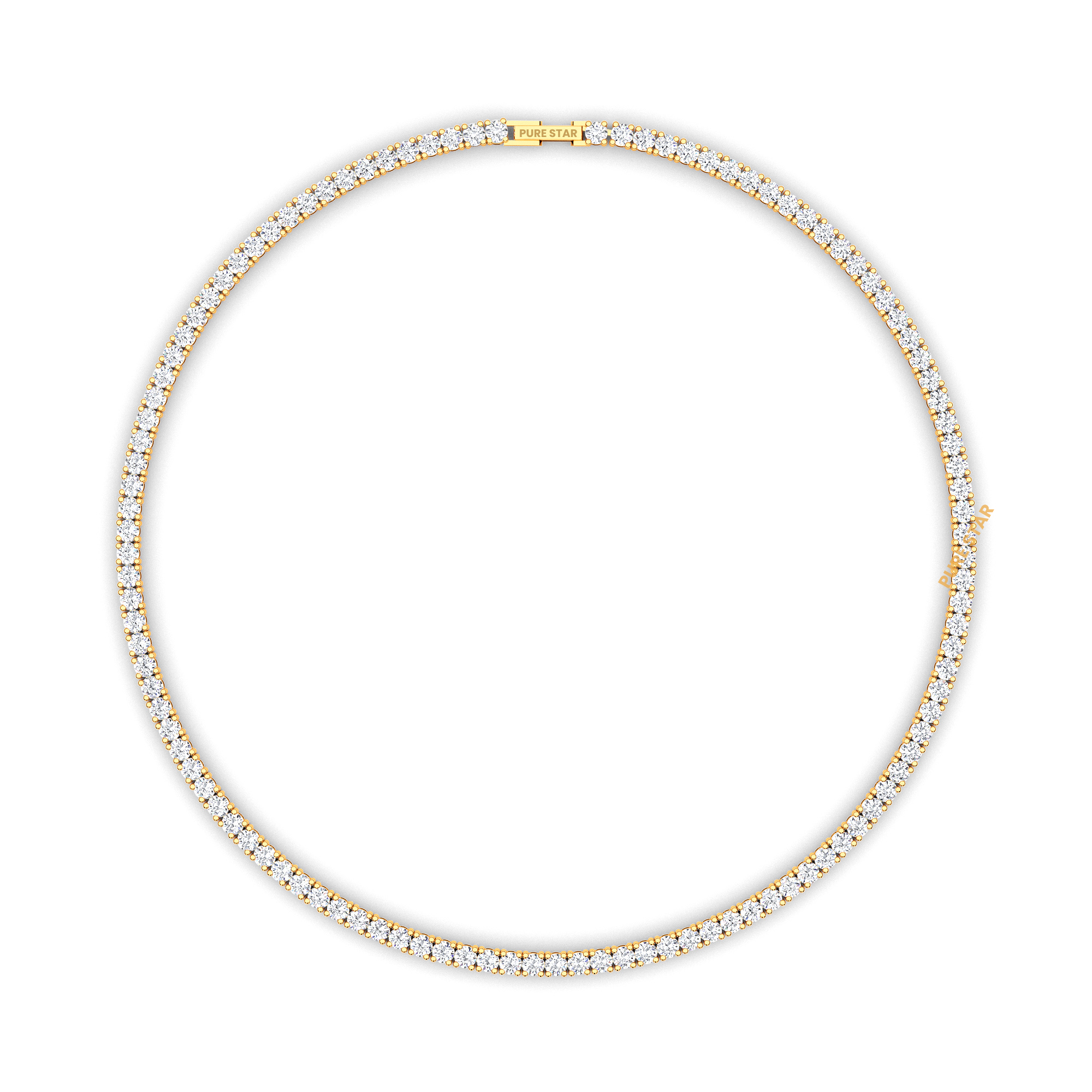 Jenny Round Lab Grown  Ring 3.60mm 14K Yellow Gold- 17"Chain-purestarjewelry