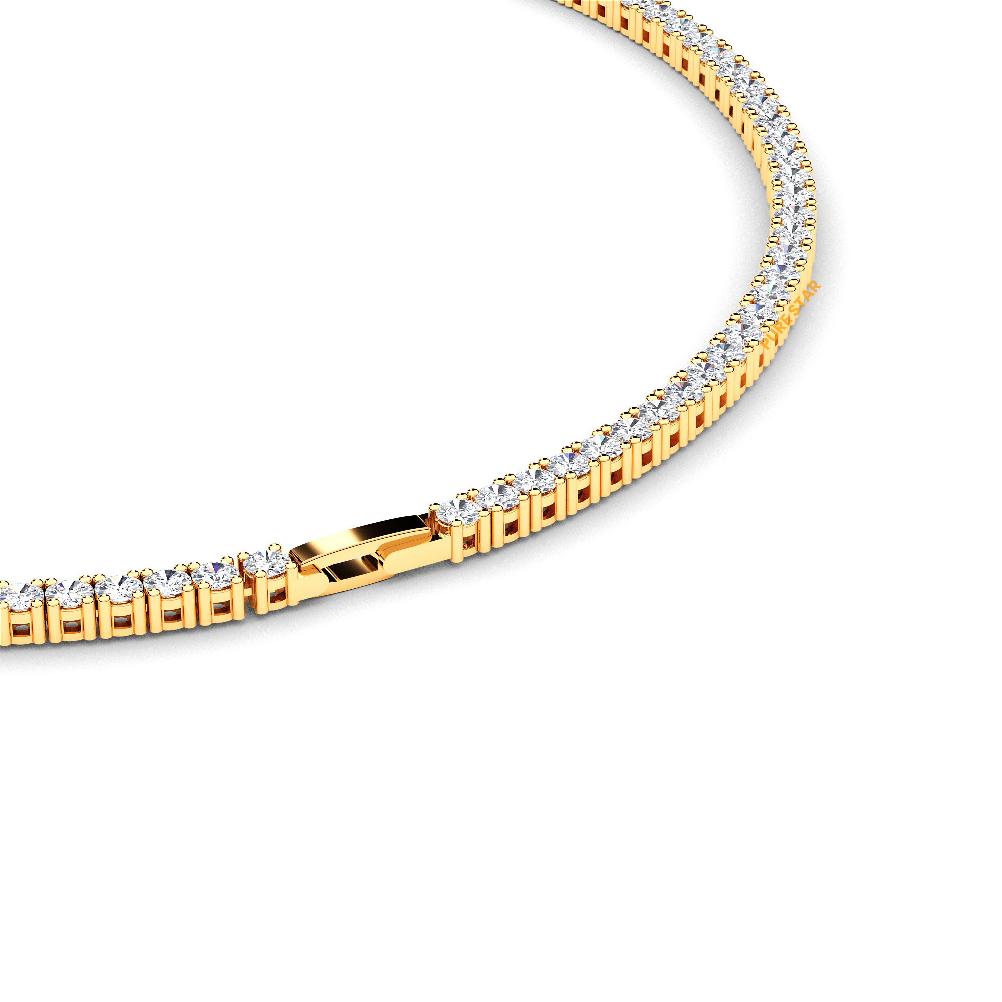 Jenny Round Lab Grown  Ring 3.60mm 14K Yellow Gold- 17"Chain-purestarjewelry