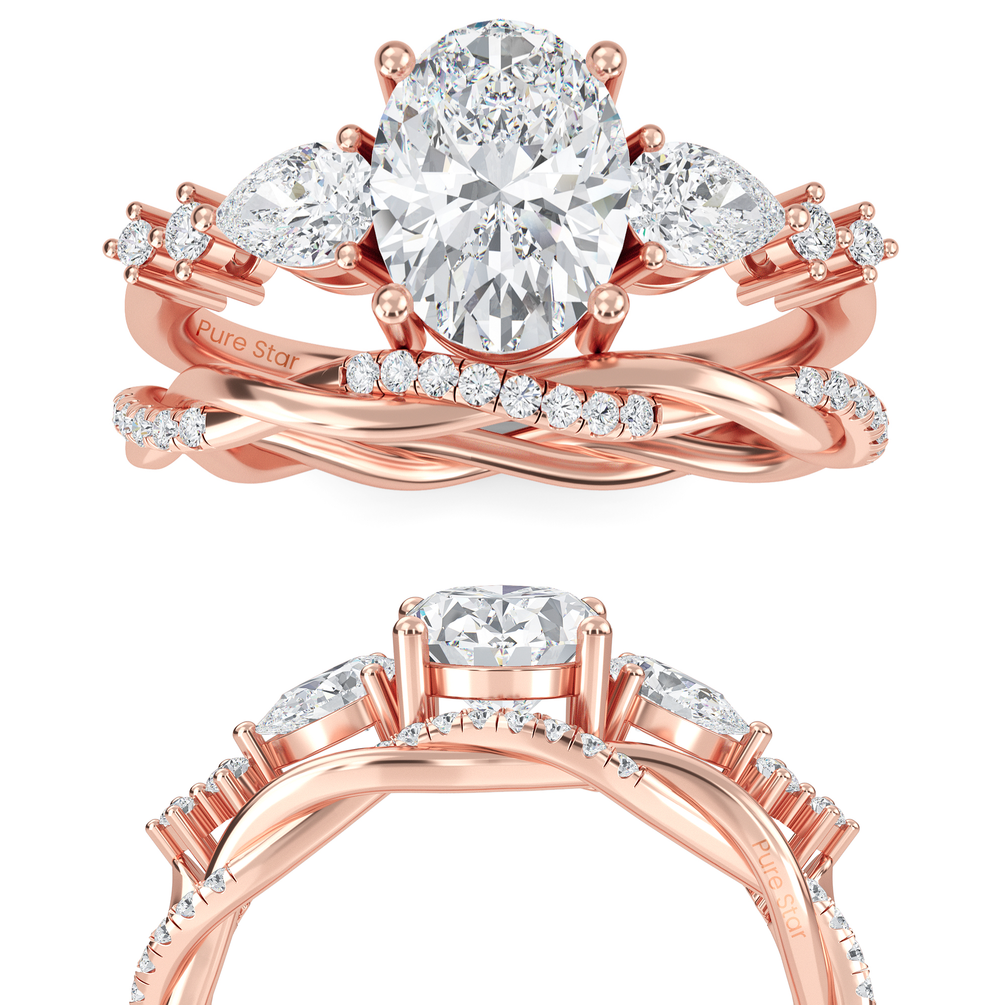 Alaya Oval Lab Grown Ring 0.50CT 14K Rose Gold-purestarjewelry