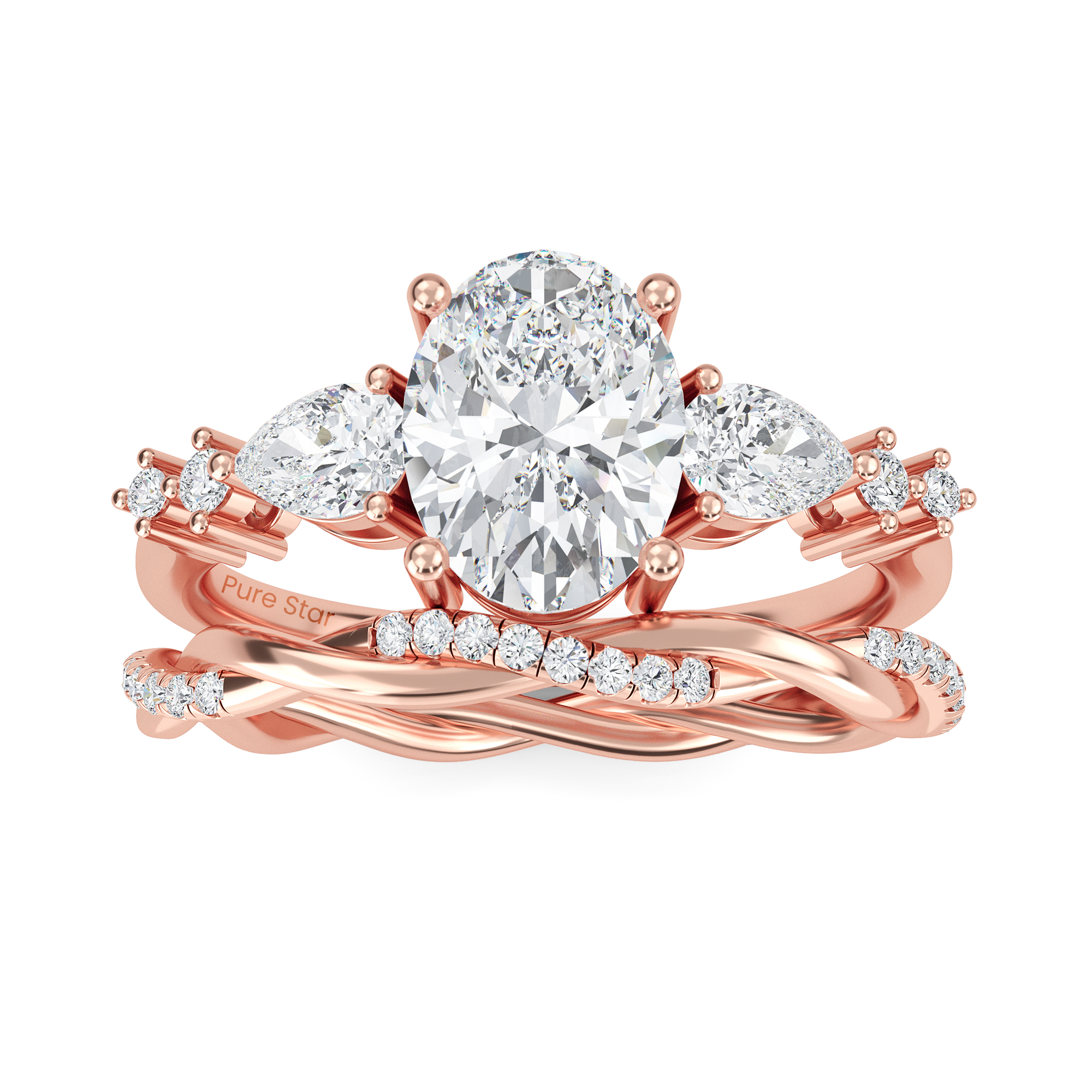 Alaya Oval Lab Grown Ring 0.50CT 14K Rose Gold-purestarjewelry