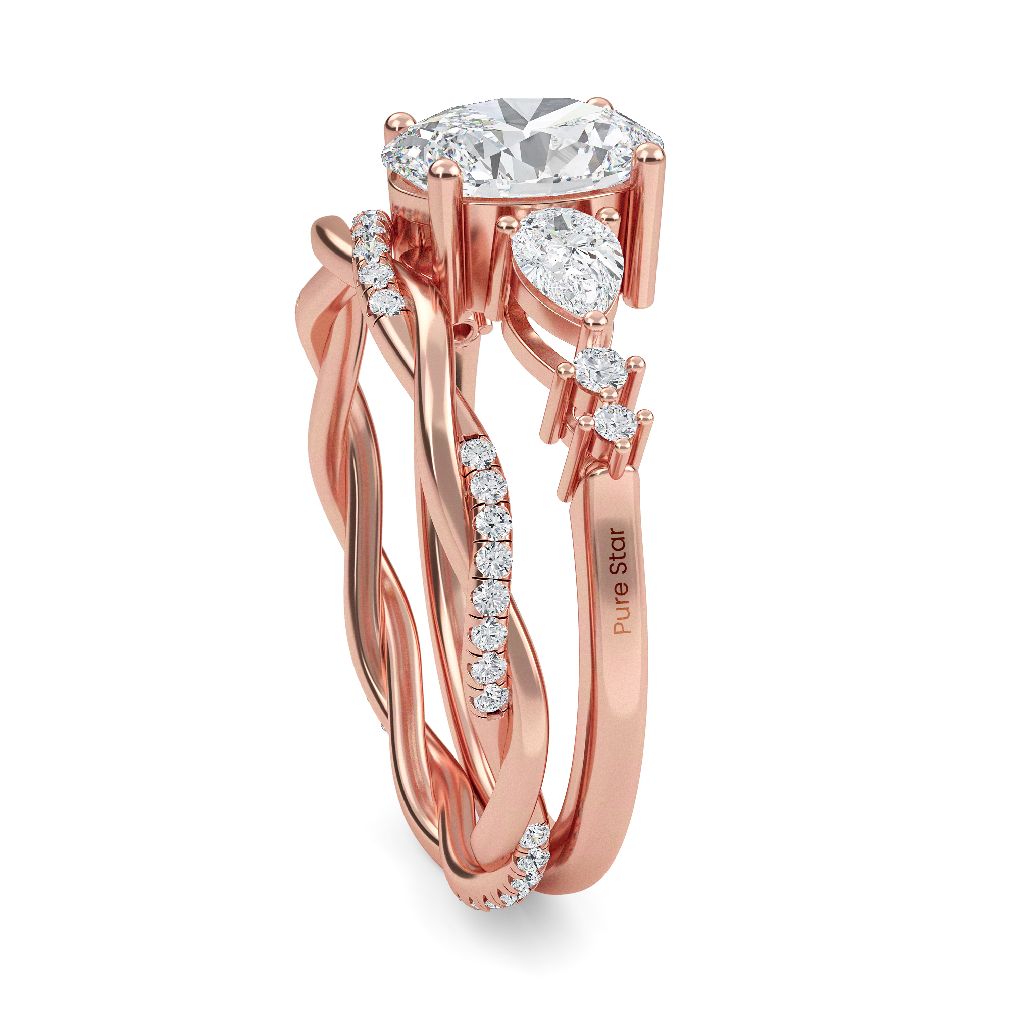 Alaya Oval Lab Grown Ring 0.50CT 14K Rose Gold-purestarjewelry